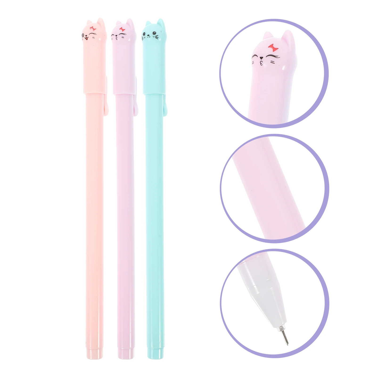 

12 Pcs Kitten Neutral Pen Fun Pens for Kids Gel Colored Cat Writing Cute Kawaii Flash