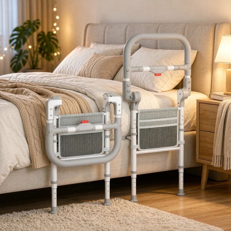 Bed Assist Rail for Seniors with Thick Carbon Steel Frame, Stable Bedside Handle with Nonslip Comfortable Grip for Getting Up