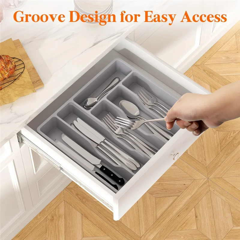 

B62B-органайзер для серебра с крышкой, покрытый поднос для посуды для кухонного ящика и столешницы, пластиковые столовые приборы и столовые приборы