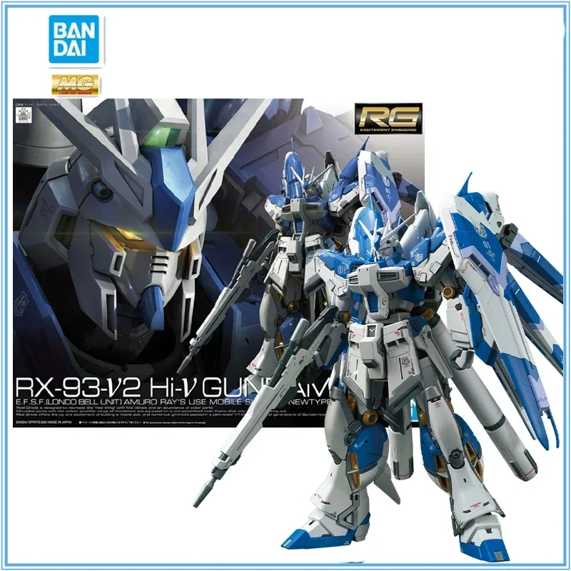 2023New Bandai Original Anime RG 1/144 RX-93-v2 Hi-v Gundam ACTION Figures Assemble PVC Toy Birhhday Gift for Children Kids