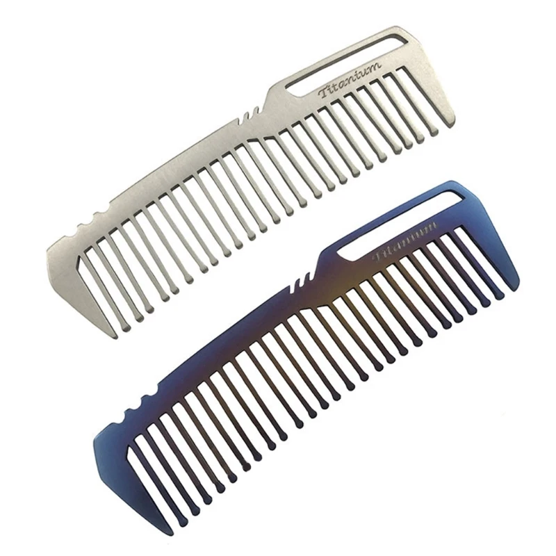 77HC Mini Portable for Titanium Alloy Comb Super Light Hair Brush Outdoor Pocket Gadget Men Women Self-cleaning Tools