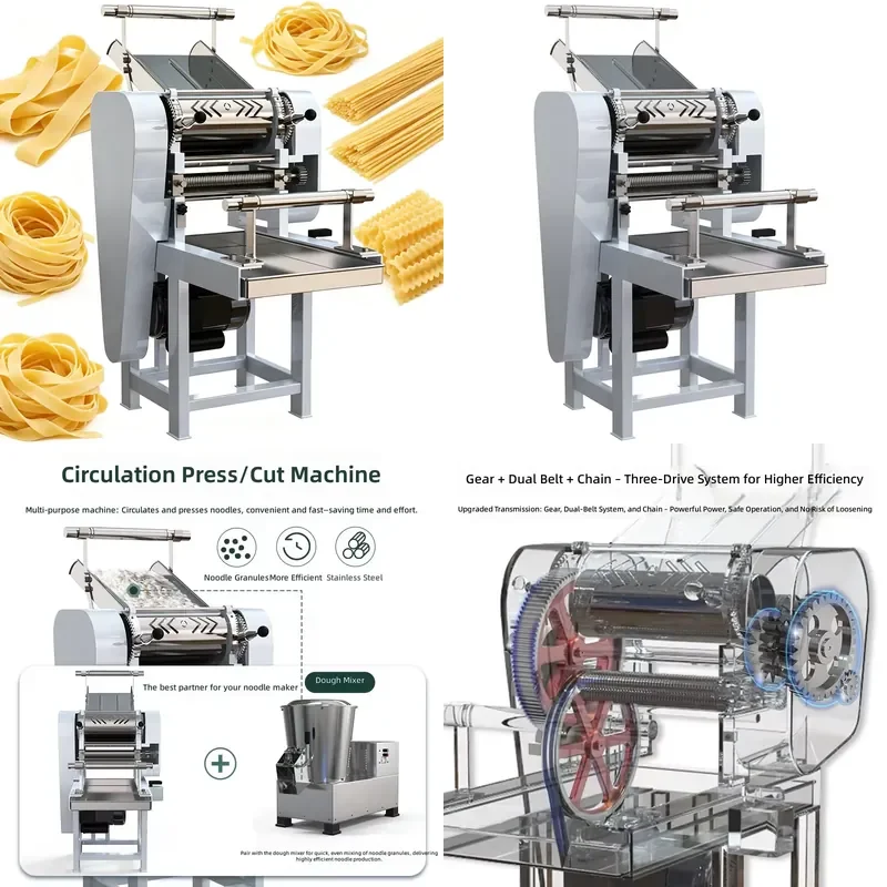 Commercial Automatic Electric Stainless Steel Noodle Machine Press Cutting Dough Extruder Motor for Ramen Making