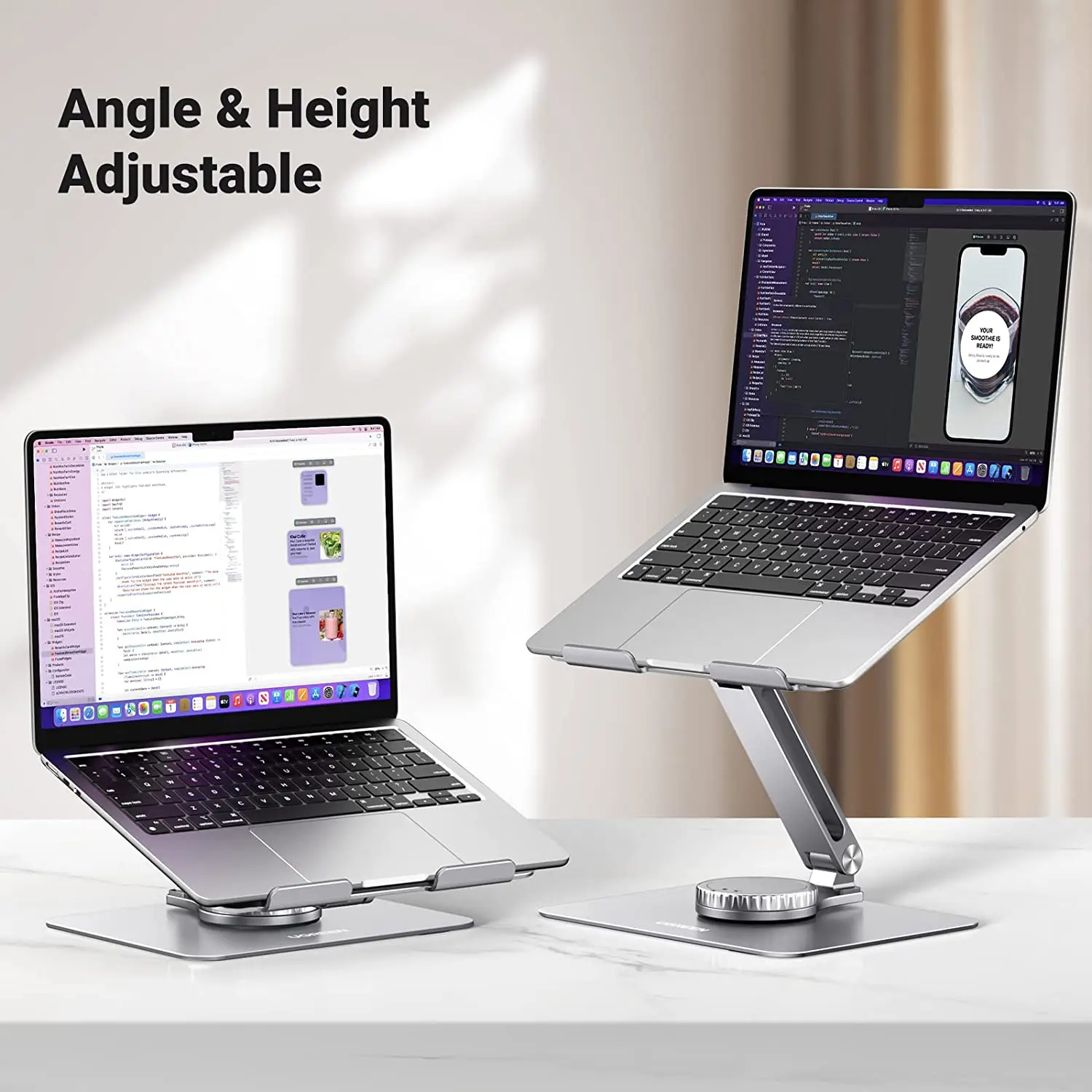 UGREEN Laptop Stand for Desk Adjustable 360 Rotating Base Compatible with MacBook Pro Air Stand