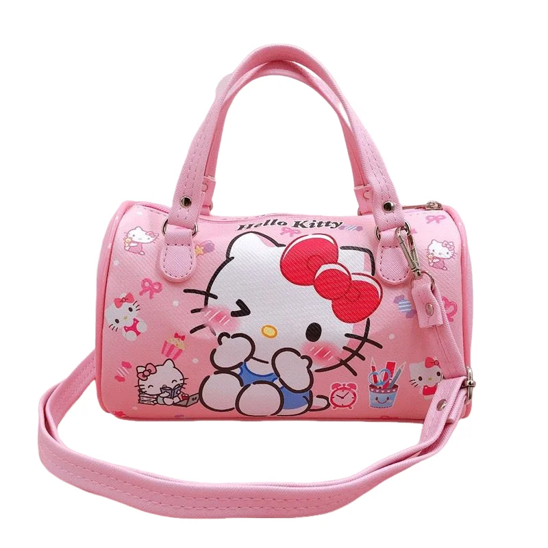 حقيبة أسطوانية جديدة برسومات كرتونية كاواي - حقيبة كروس دائرية من جلد البولي يوريثان المقاوم للماء مع تصميم محمول مثالي للسفر للفتيات #1