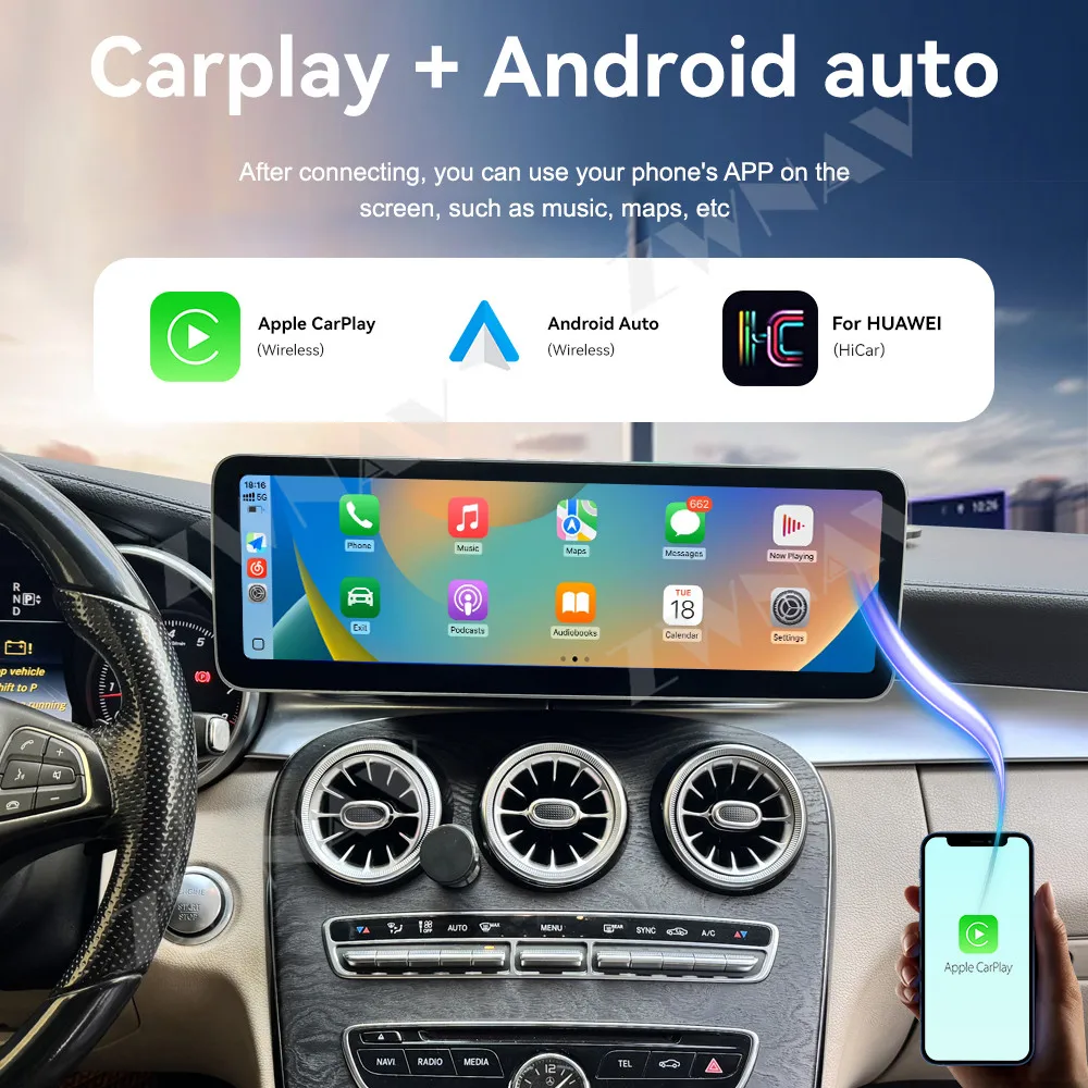 

Android 14 Carplay 14,9-дюймовый сенсорный экран для Mercedes Benz C class W205 GLC W446 2015-2018 NTG5.0 Автомобильный радиоприемник Мультимедийный плеер