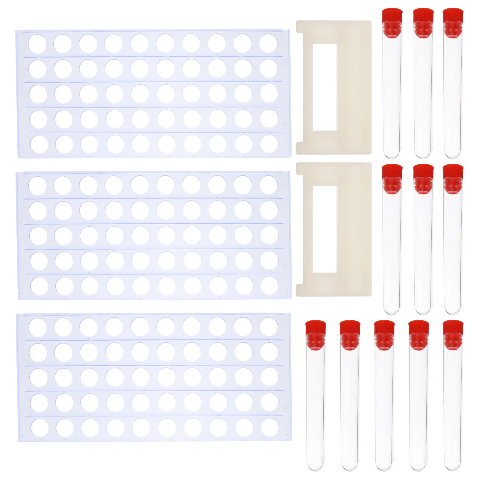 

1Set Plastic Test Tubes Science Laboratory Durable Leakproof Screw Caps Liquid Storage Containers Portable Rack Included