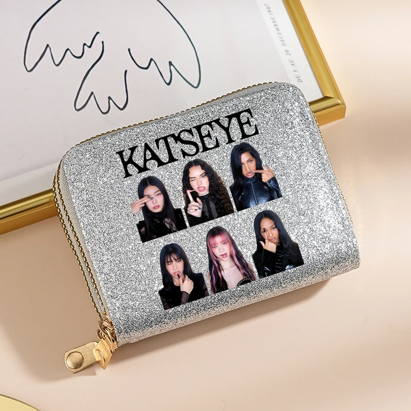 Katseye femme brillant portefeuille mignon court fermeture éclair porte-monnaie mode multi fonctionnel carte Pack Portable Harajuku portefeuille Y2K sac d'argent