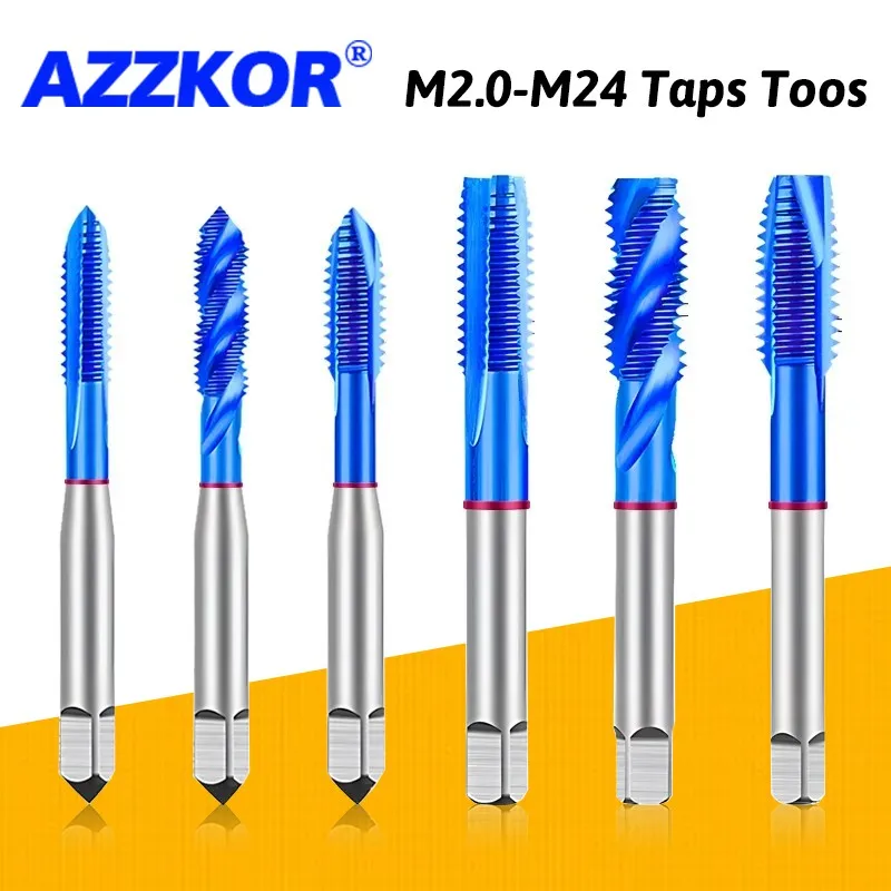 AZZKOR CNC Machine Thread Taping For Metalworking Tools Straight Flute/Screw/Tip End Tap M35 Containing Cobalt Taps M2.0-M24