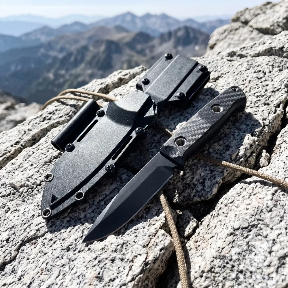 163BK Fixed Blade Hunting Knife Nylon Fiber Handle Kydex Sheath Outdoor Camping EDC Straight Knife