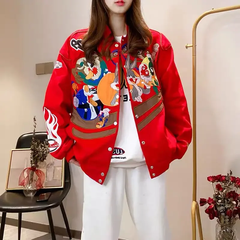 

New Autumn Winter Women's Jacket Embroidery Long Sleeve American Baseball Jersey Coats Hip Hop Men's Jackets Vintage