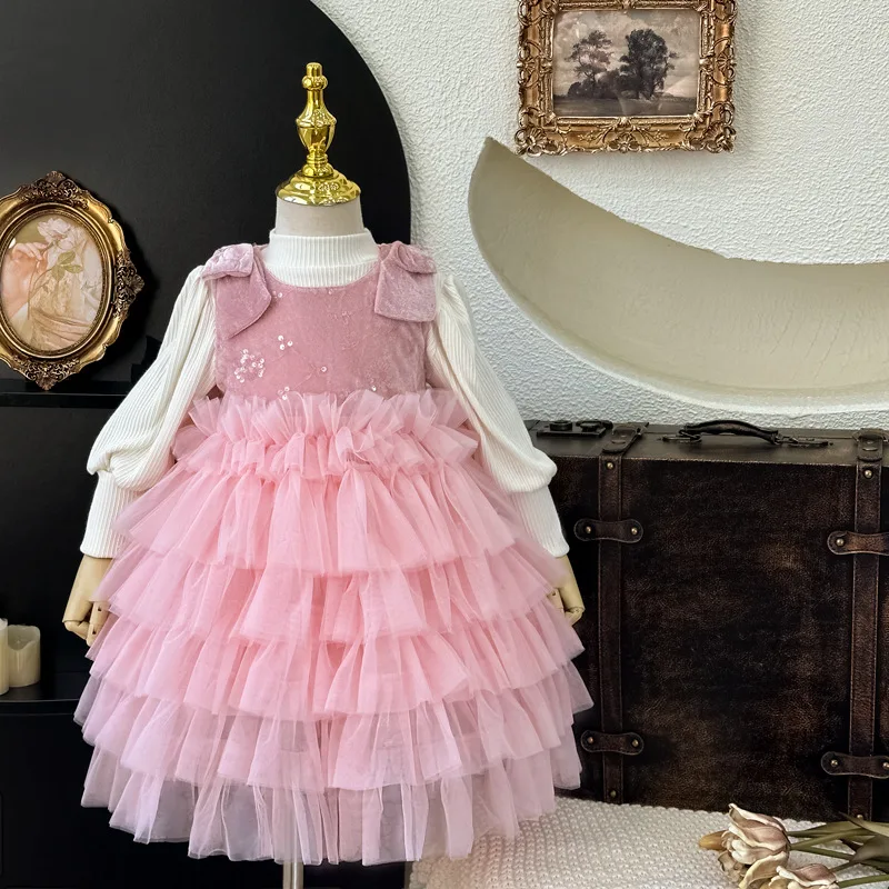 

Girls' Dress2024Autumn New Baby Suit Princess Dress Children's SequinedtutuPettiskirt