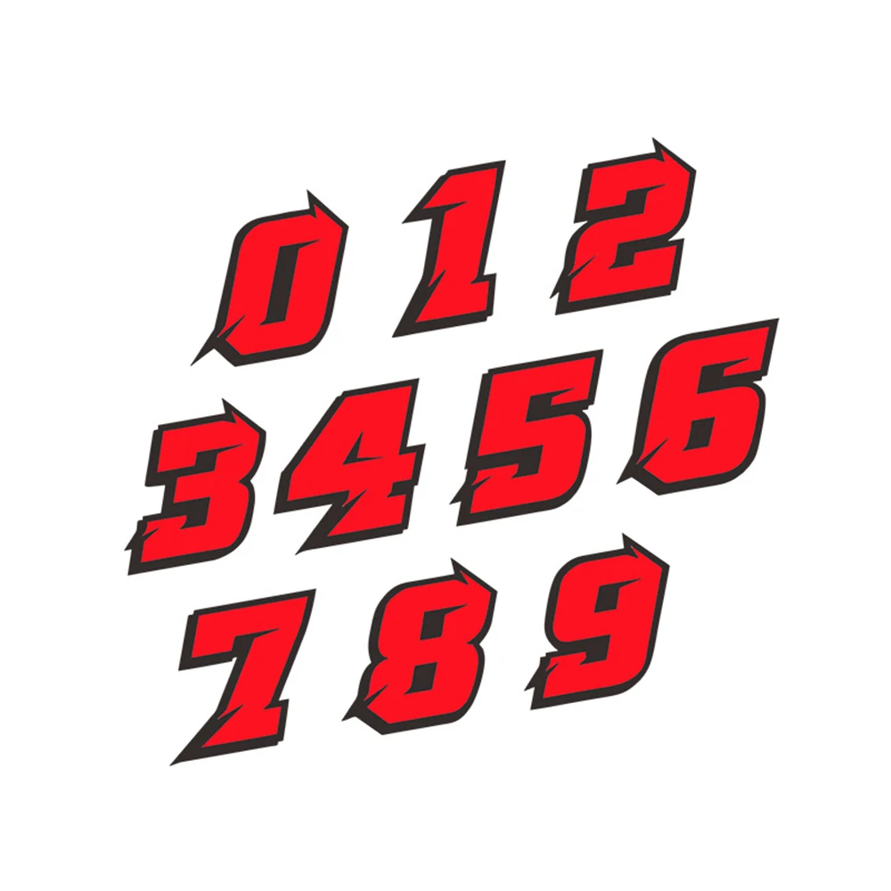 1PC Red Number Motorcycle Stickers Waterproof Motorbike Fuel Tank Electric Scooter Bicycle Decoration Durable Vinyl Decals