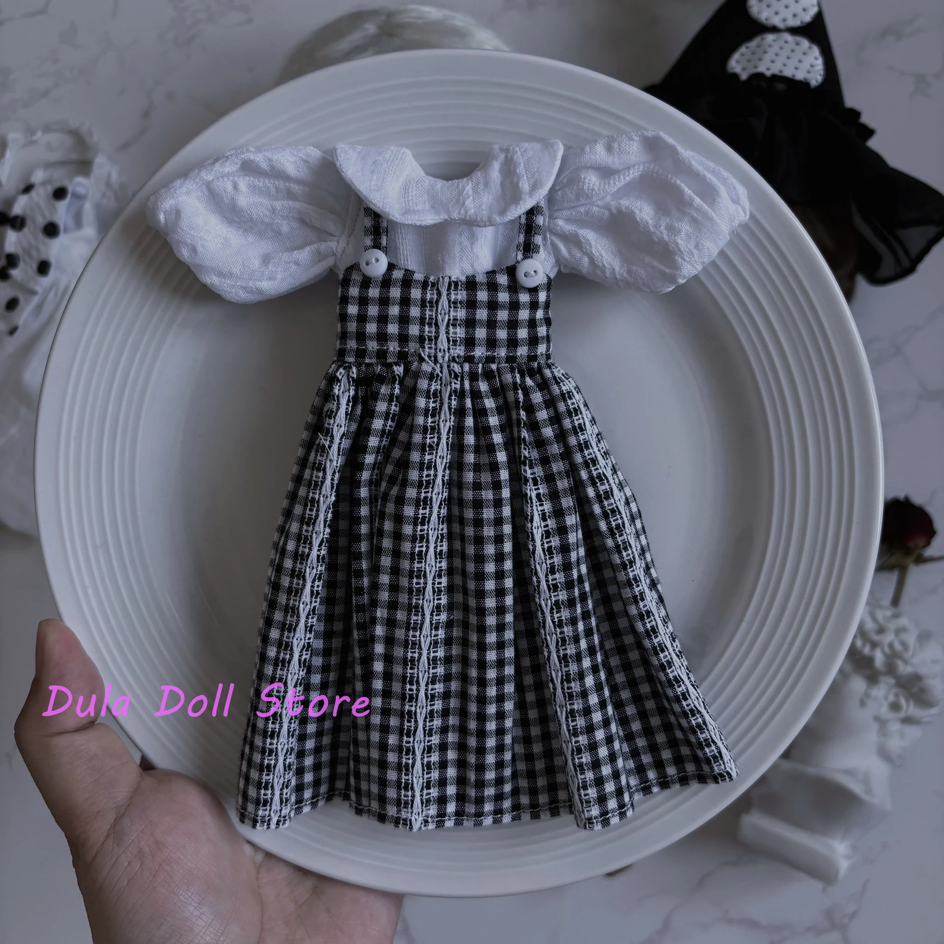 Roupas de boneca Dula Casaco de bolinhas branco bloomers conjunto de chapéu de bruxa Blythe ob24 ob22 ICY JerryB 1/6 Bjd Acessórios para bonecas