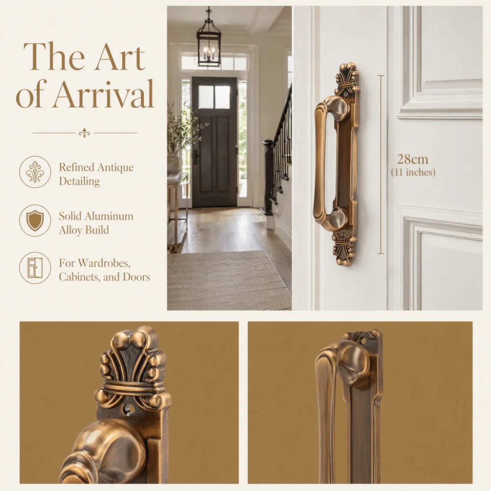 Durable 195mm Hole Distance Cabinet Handle Brass color Aluminum alloy Drawer Pull Handle Closet Cabinet Handle Bedroom