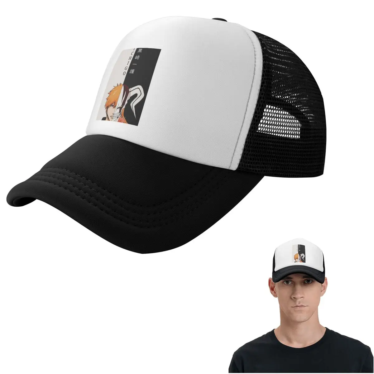 Ichigo Kurosaki Anime Bleach (6) Cap Casual Mesh Baseball Caps Adjustable Hat Hip Hop Summer Unisex Baseball Hats