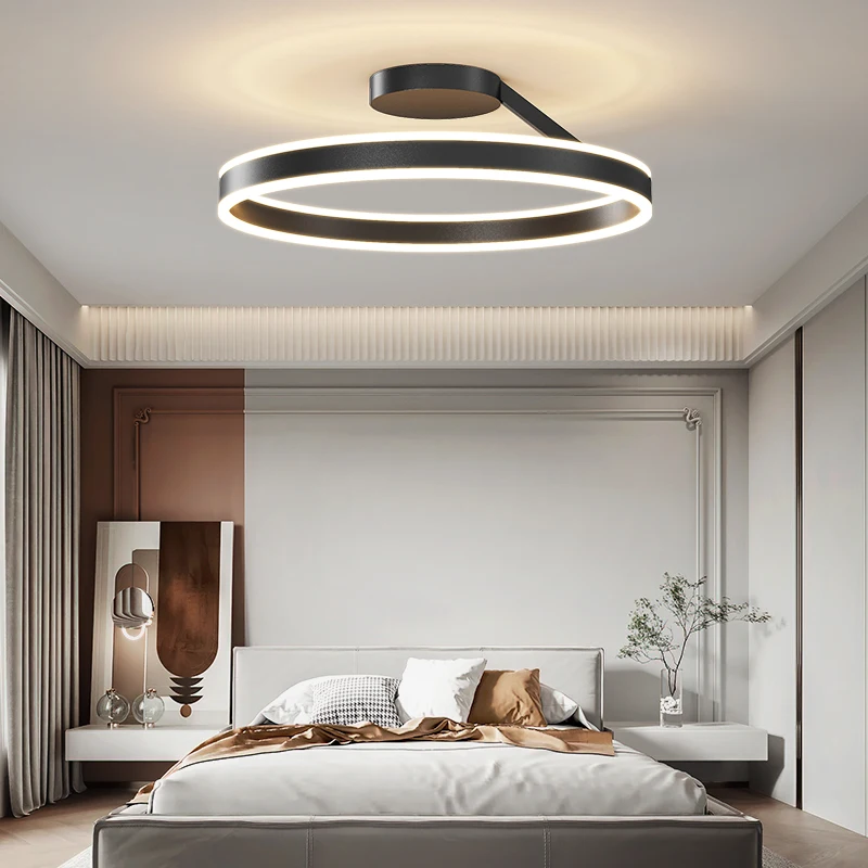 Modern Led Ceiling Lights Black Bedroom Simple Ring Surface Led Ceiling Lamp Dimmable For Living Room Bedroom Dining Room