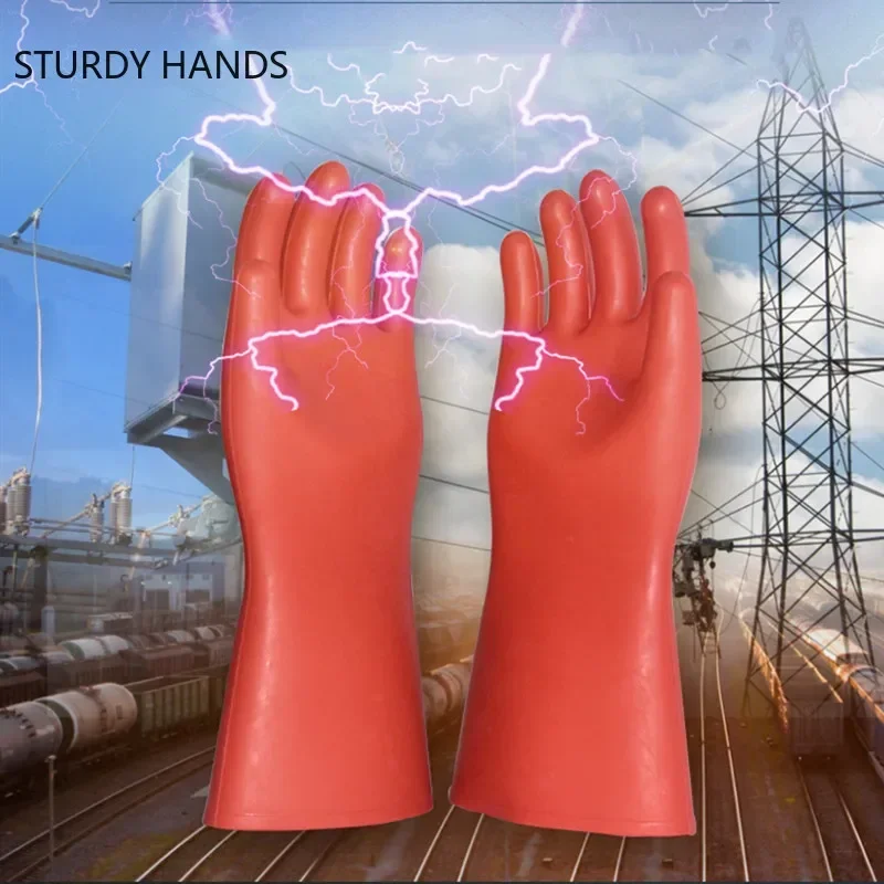 5~35kv Anti-electricity Protect Rubber Gloves Professional High Voltage Electrical Insulating Gloves Electrician Safety Work