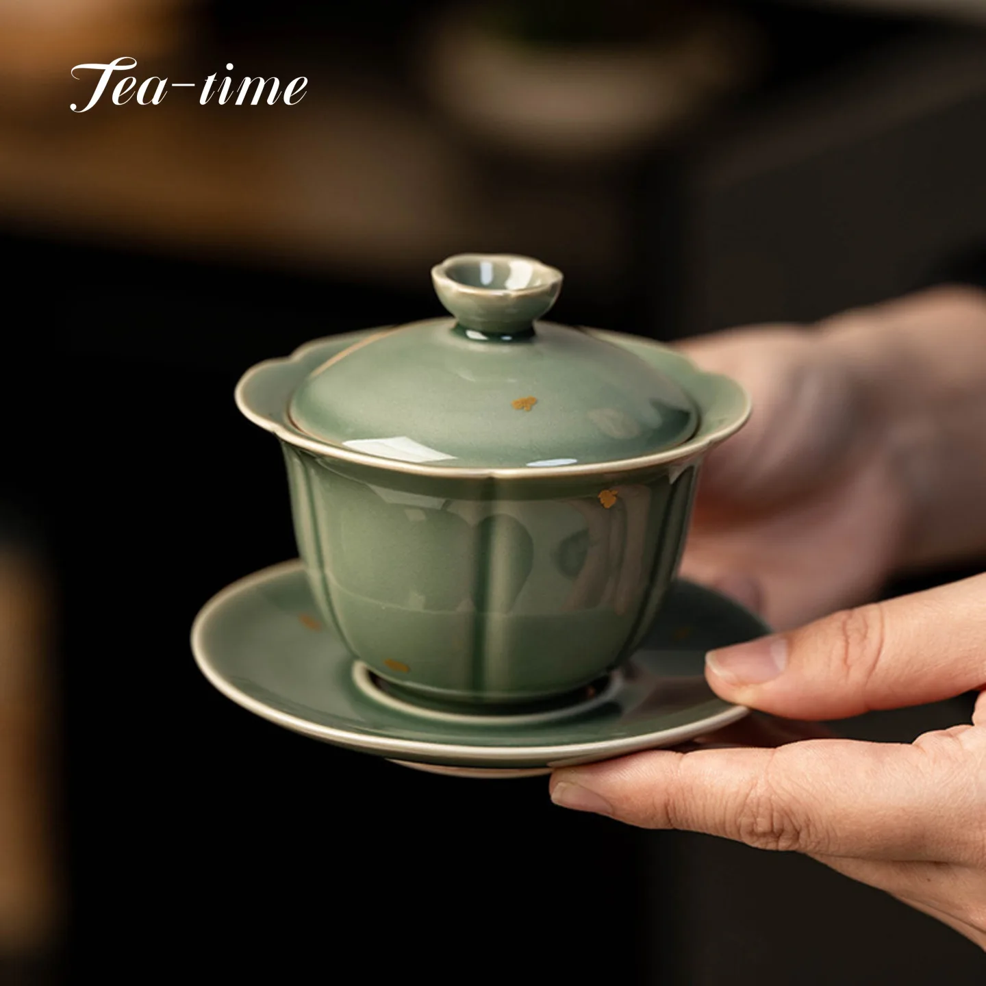 Tazón de té de cerámica celadón Yue Kiln, Gaiwan hecho a mano con forma de pétalo de loto, taza utensilio para set de Kung Fu, suministros de 140ml, fabricante chino Wan Puer