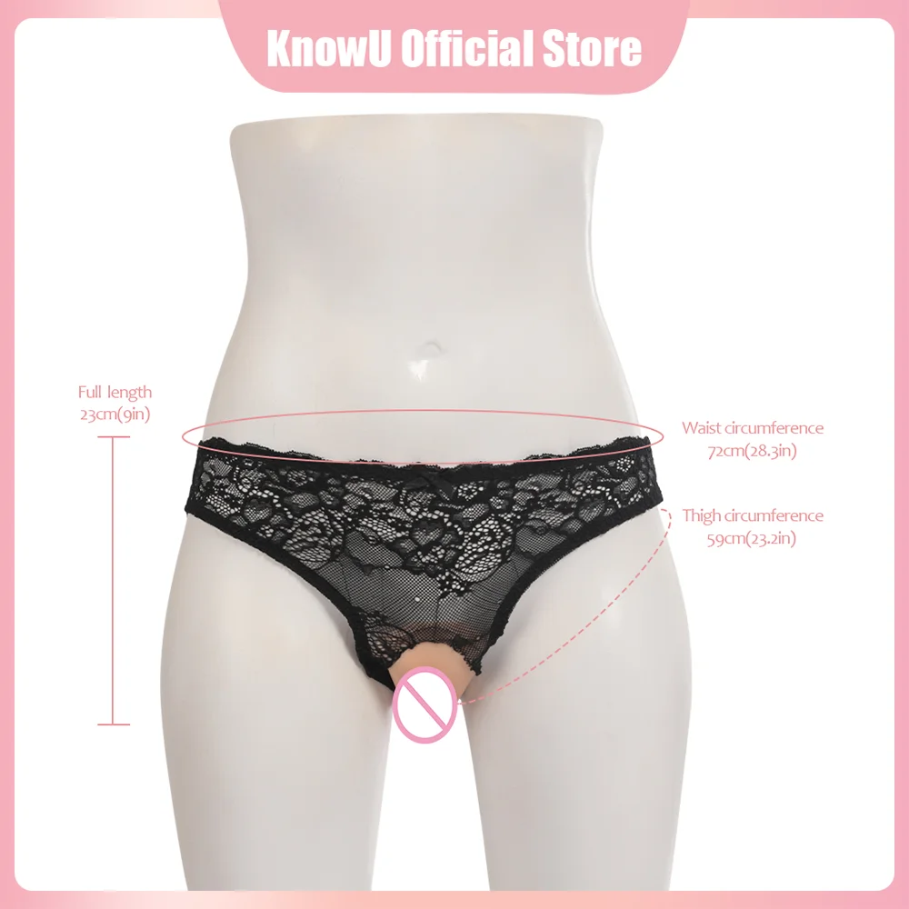 KnowU Lace False Pussy Pants Fake Vagina Pad Cosplay Silicone Crossdressing Fake Vulva Four Styles for Transgender Crossdresser