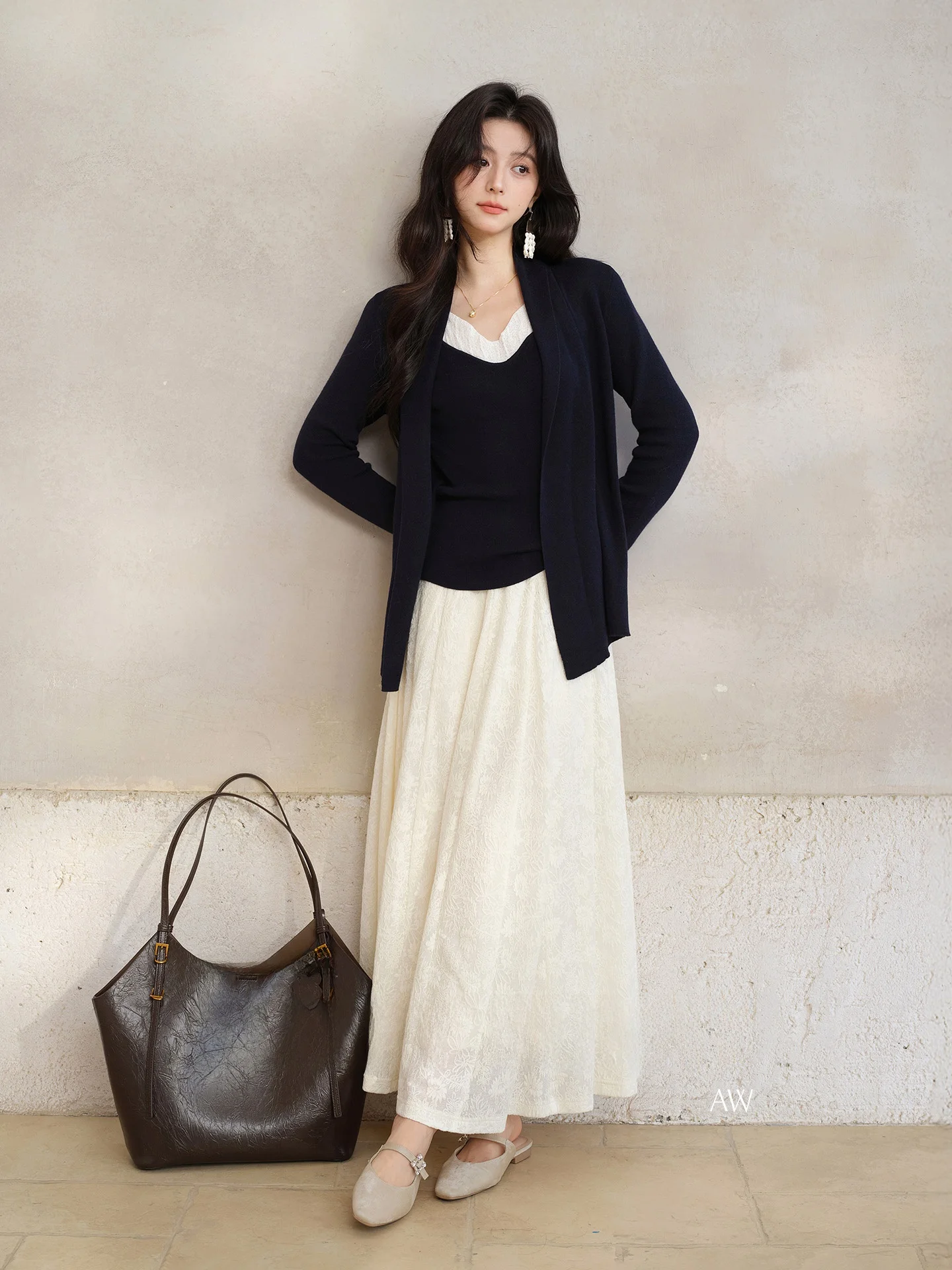 

Heavy Embroidery High Waist f Body Skirt Women's Spring Long Skirts Slimming Hip Covering Large Swing A-Line Skirts