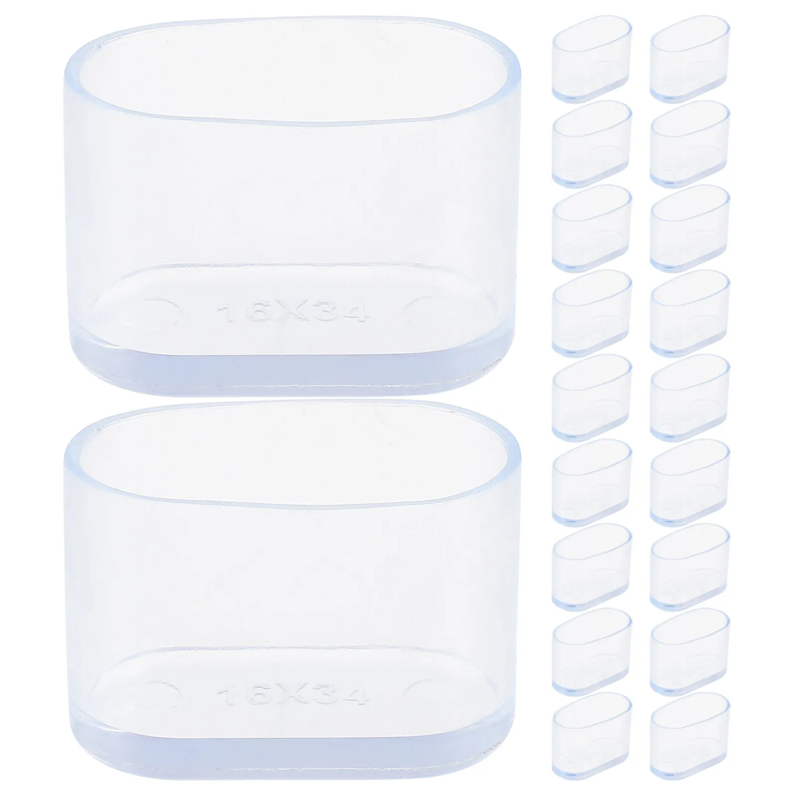 20Pcs Oval Chair Leg Caps Transparent Furniture Foot Pads Soft Non-Slip Protective Covers for Kitchen Office Bedroom Dining