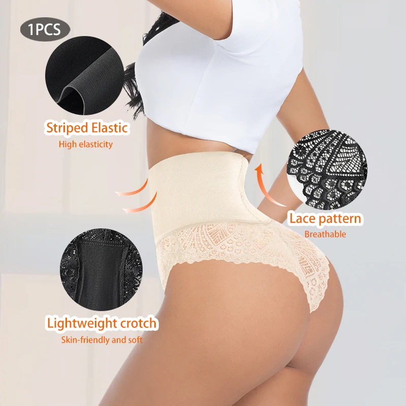 High Waist Hip Lifter Women Lace Thong Shaper Tummy Control Panties Ladies Breathable Shaping Underwear Pulling Briefs Shapewear view 5