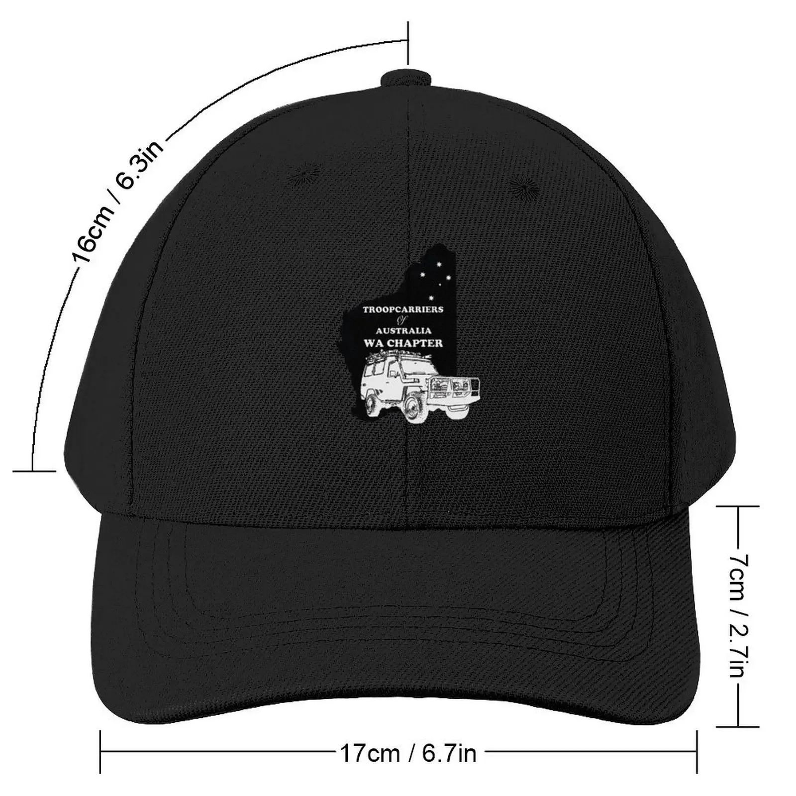 Troopcarriers of Australia - WA Chapter logo with Black state Baseball Cap sun hat Caps For Men Women's