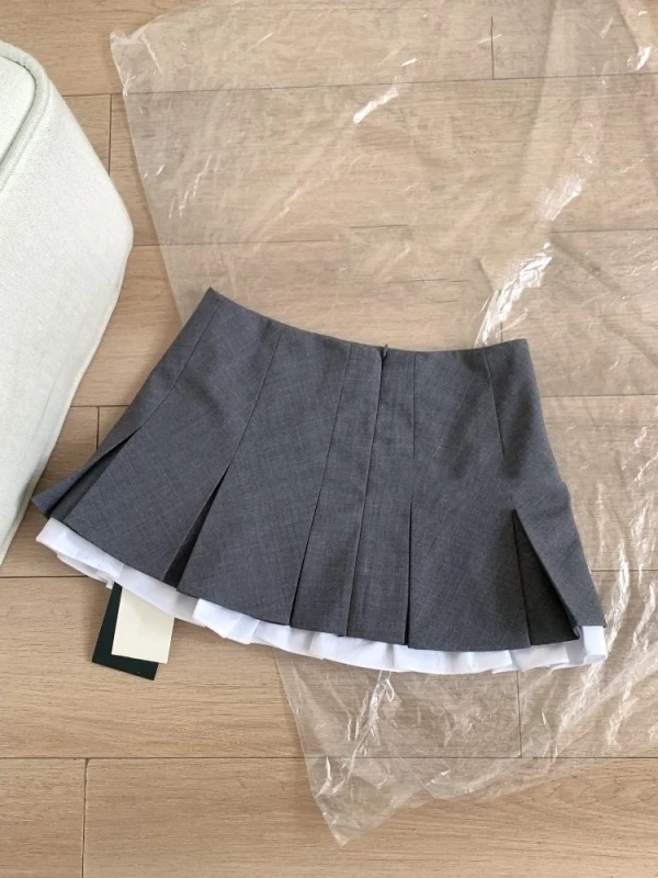 달콤하고 매콤한 슬레 여성용 하이웨이스트 A라인 스커트, 주름과 레이스 밑단이 있는 여름용 슬리밍 및 라이트프루프 스커트