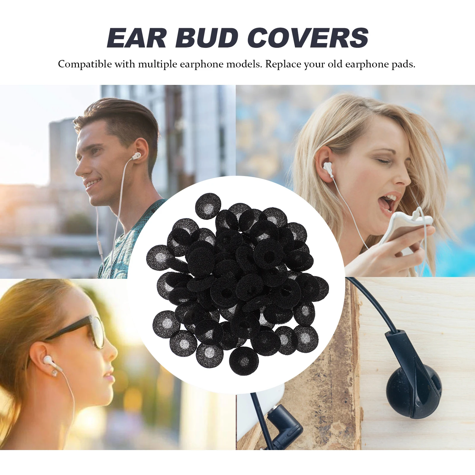 

100pcs Earbud Covers Replacement Earphone Pads Foam Cushions Soft Tips Ear Bud Cover Earphone