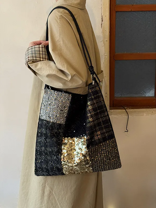 

Новая французская оригинальная высококачественная сумка через плечо с пайетками, большой вместимости, для повседневного использования, в стиле ретро, универсальная, для женщин, трендовая, 2026 года