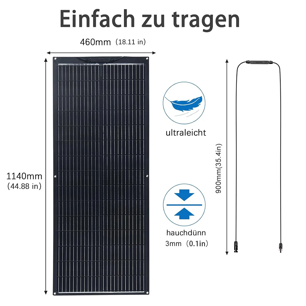 WUZECK 200W Flexible Monocrystalline Solar Panel Kit, 2 Pieces 100W Solar Modules, 20A 12V/24V Solar Charge Controller and Solar Cable, Off Grid Power for 12V Batteries, Motorhome, Camper, Balcony, Camping, Home Use