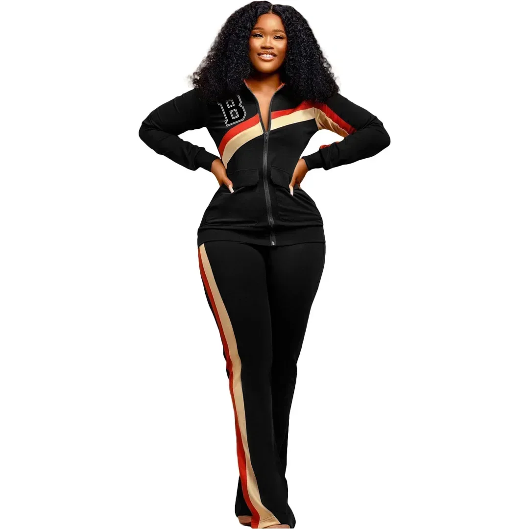 Conjunto de treino de duas peças para mulheres, jaqueta com zíper, tops, roupas de jogging vintage, streetwear Y2K, conjunto outono e inverno