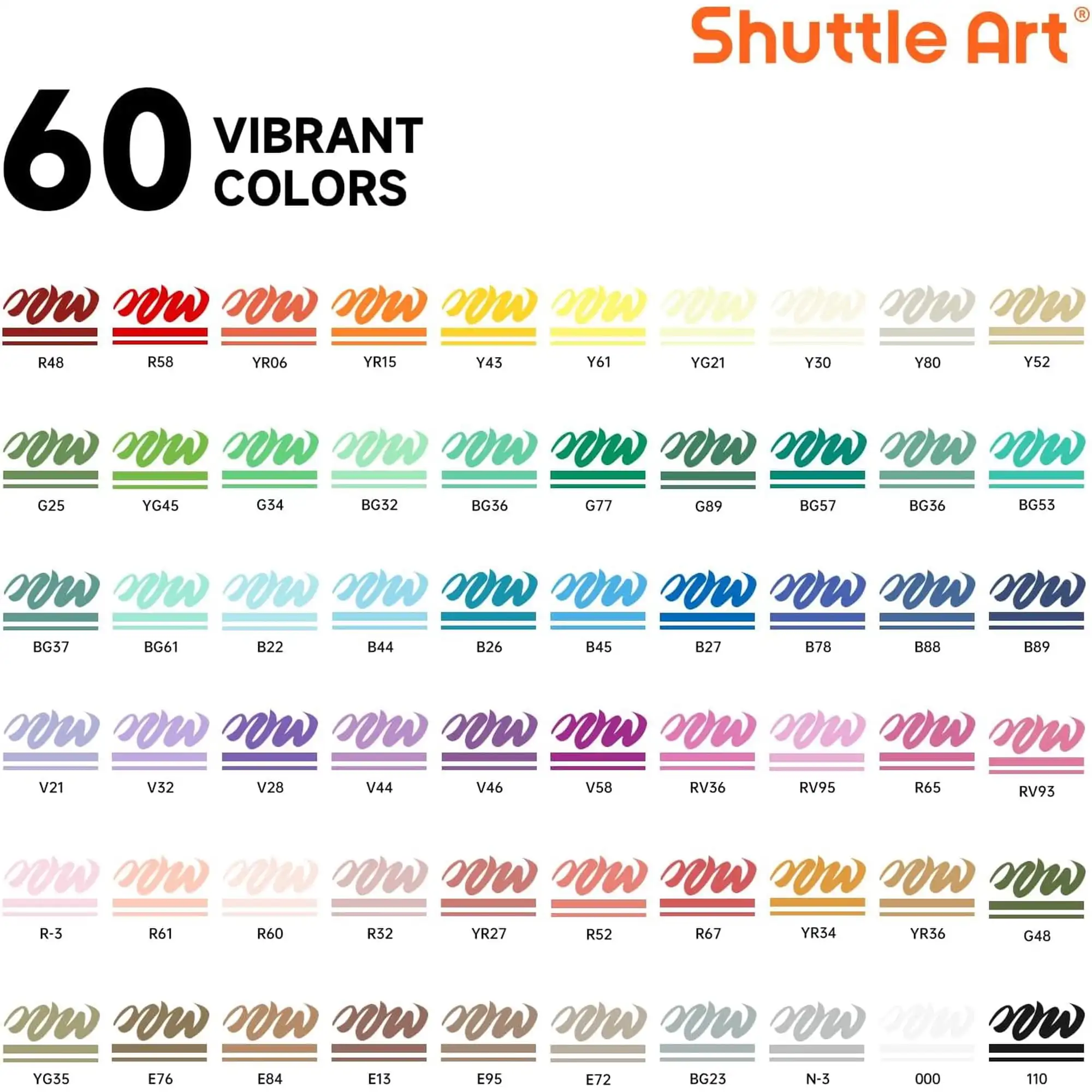 Shuttle Art Automatic Ink Control Acrylic Paint Markers, 60 Colors Brush Tip Acrylic Paint Pens for Rock Painting, Ceramic, Wood, Canvas, Glass, Stone, Fabric, Card Making, DIY & Art Supplies