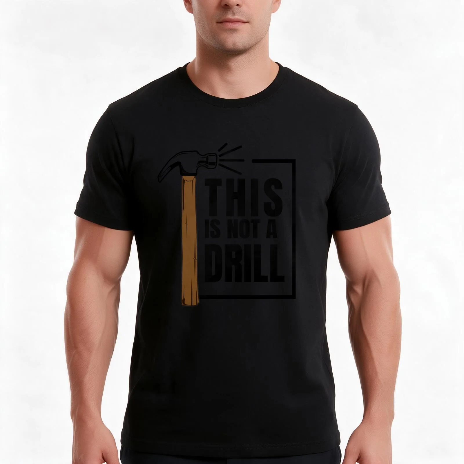 Hammer - This Is Not A Drill T-Shirt Summer Casual Cotton Tee Oversized Streetwear Tops Vintage Graphic Print 100% Cotton