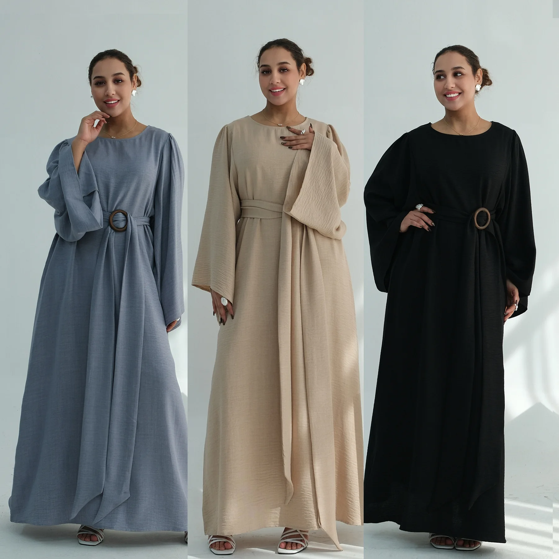 

Женское платье для Ид, абайя на шнуровке для Рамадана, вечерние длинные платья, мусульманское однотонное платье-джалабия 2026, марокканский кафтан, длинный халат в арабском стиле из Дубая, исламский наряд