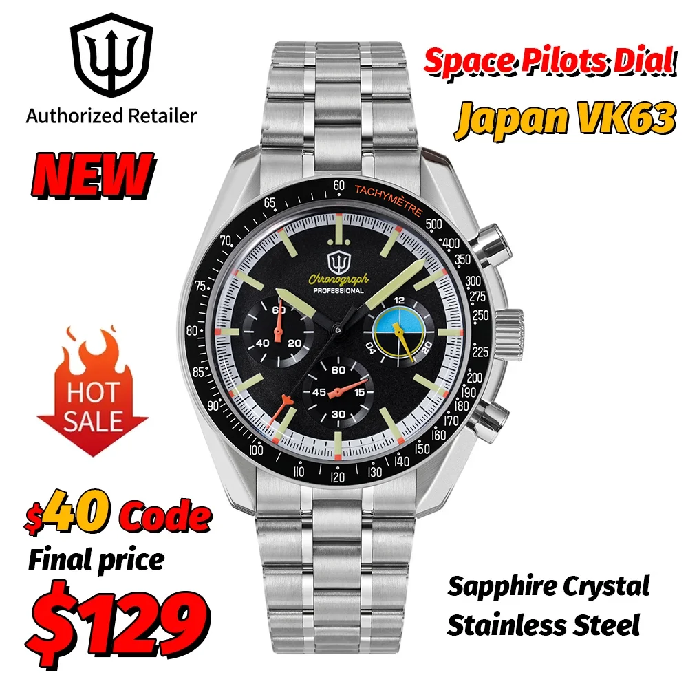 Watchdives Wd1863 nouvelles montres à Quartz mécaniques VK63 chronographe montres de sport bulle saphir Ar montres lumineuses étanches