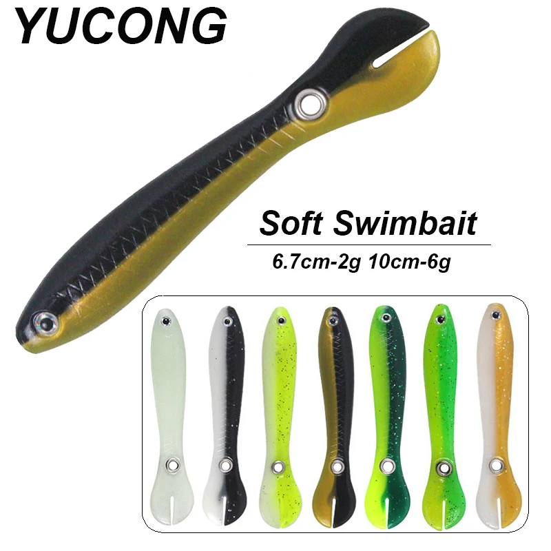 YUCONG 3/5PCS Soft Fishing Baits 6.7cm-2g 10cm-6g Silicone Swimbaits Rubber Worm Lures Jigging Wobblers Isca Pesca Bass Fishing