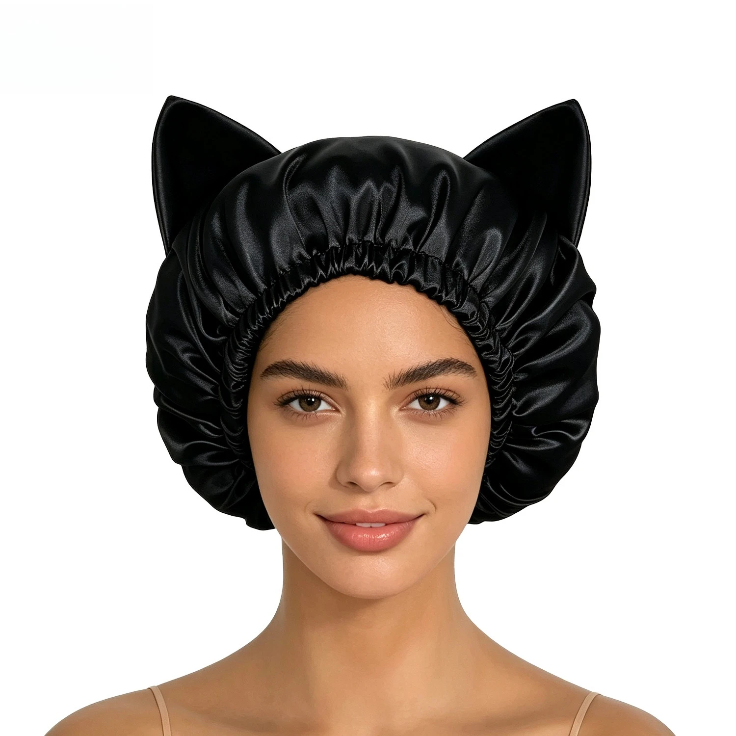 No head control cat ear hair cap women's curly hair smooth hair care cap soft breathable no pressure hairstyle