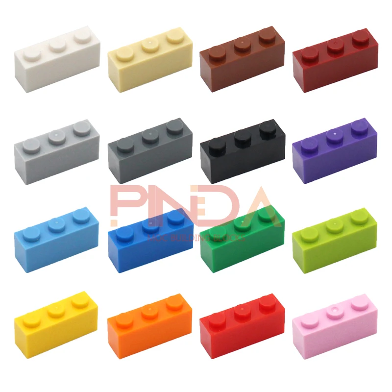 50pcs DIY Building Blocks Thick Figures Bricks 1x3 Dots Educational Creative Size Compatible With 3622 Plastic Toys for Children