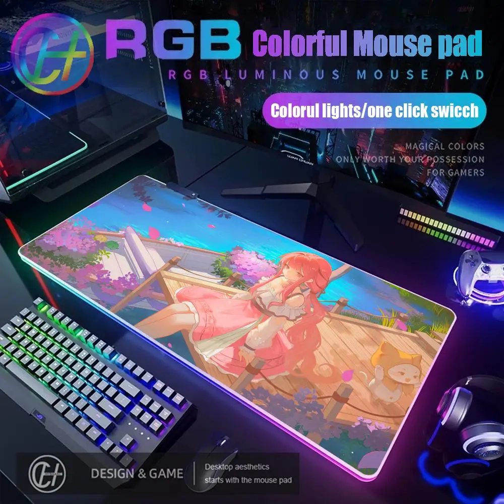 

900x400x4mm HYBXAXC Anime Girl Mouse Pad RGB Gaming Mouse Pad Desk Mat HD Gamer Large LED Light XXL Nikki Gaming Cute Mouse Pad