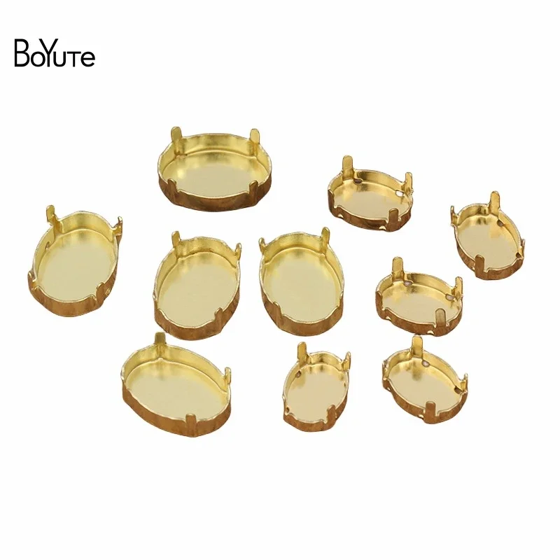 

BoYuTe (100 Pieces/Lot) Oval 10*14MM 13*18MM Cabochon Base Tray Metal Stamping Blanks Bezel Diy Jewelry Findings Components