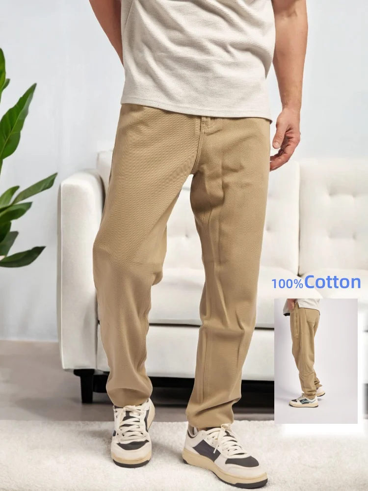 

2025 New Baggy Straight Mature Men's Denim Jeans Casual Mid-Waist Khaki Cotton Ultra Comfortable Fashionable Clothing - Winter/A