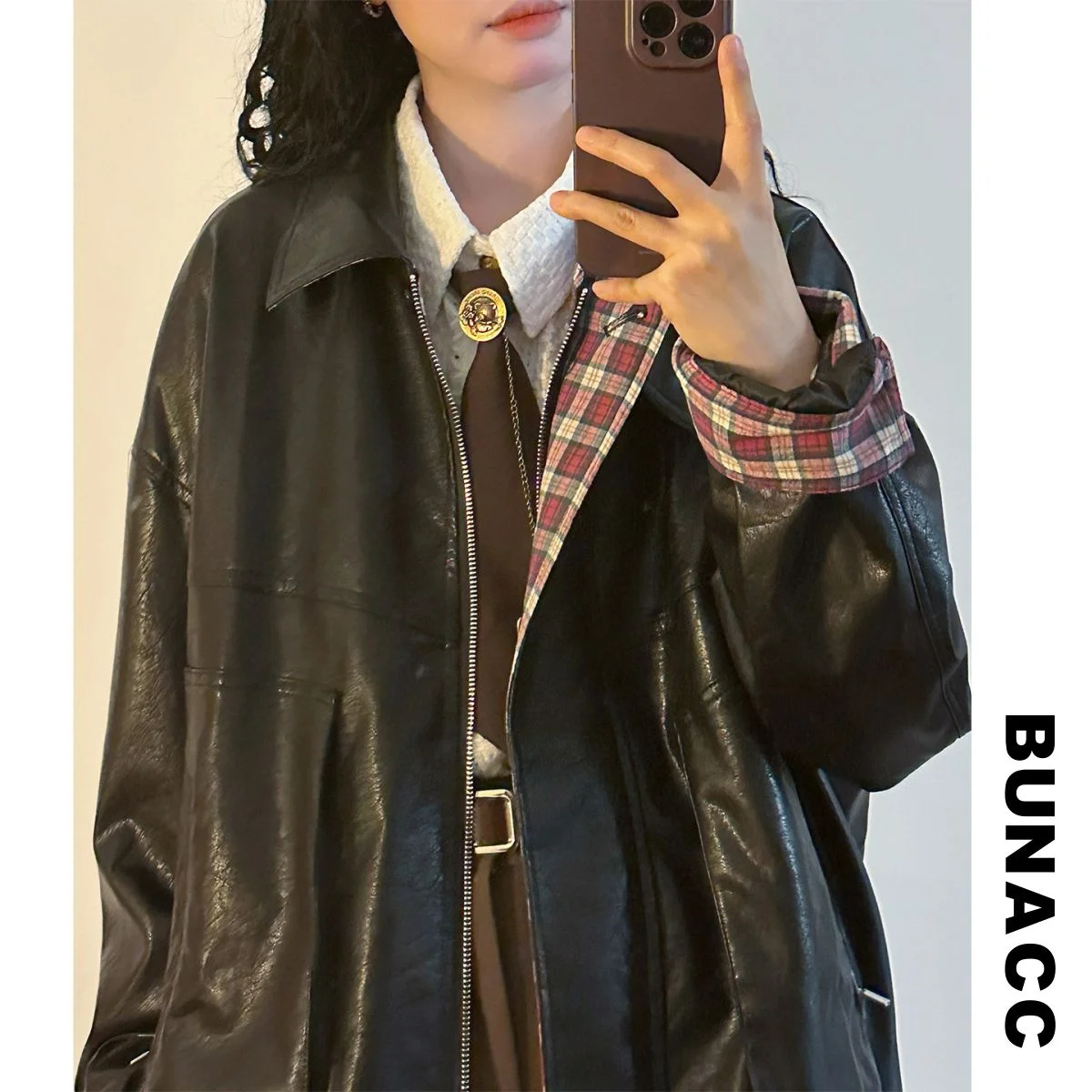 

Винтажная американская кожаная мотоциклетная куртка BUNACC2026 свободного кроя, премиум-класса, универсальная, для мужчин и женщин