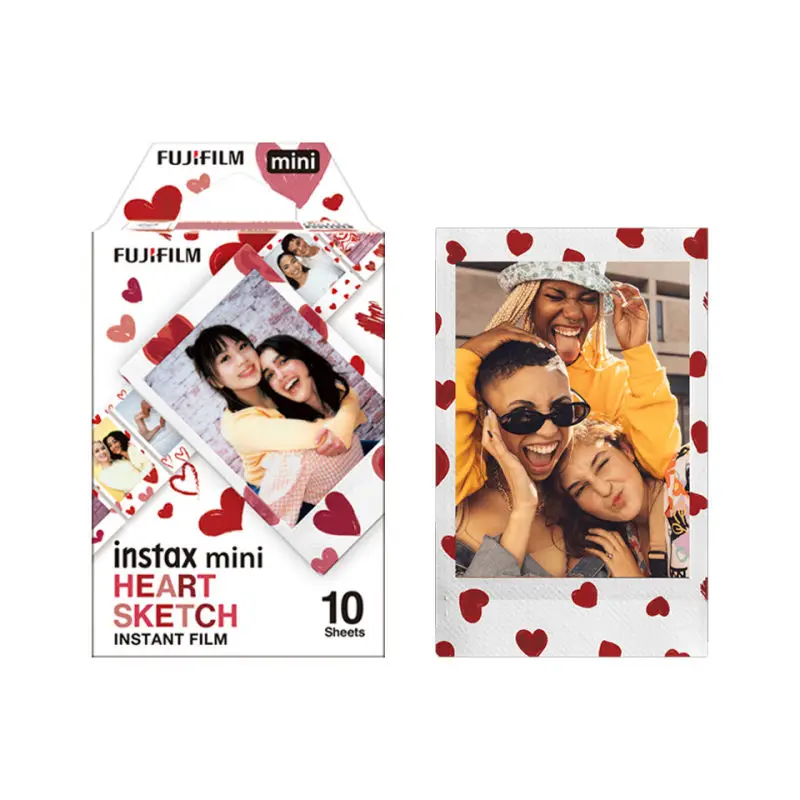10/20/30/50 Sheets Fujifilm Instax Mini Heart Sketch Color Camera Film 10-50 Sheets Total - Capture Memories Anytime, Anywhere