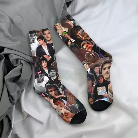 Jacob Elordi Actor Photo Collage Socks Funny Stockings Spring Anti Skid Men's Socks Soft Design Outdoor Socks