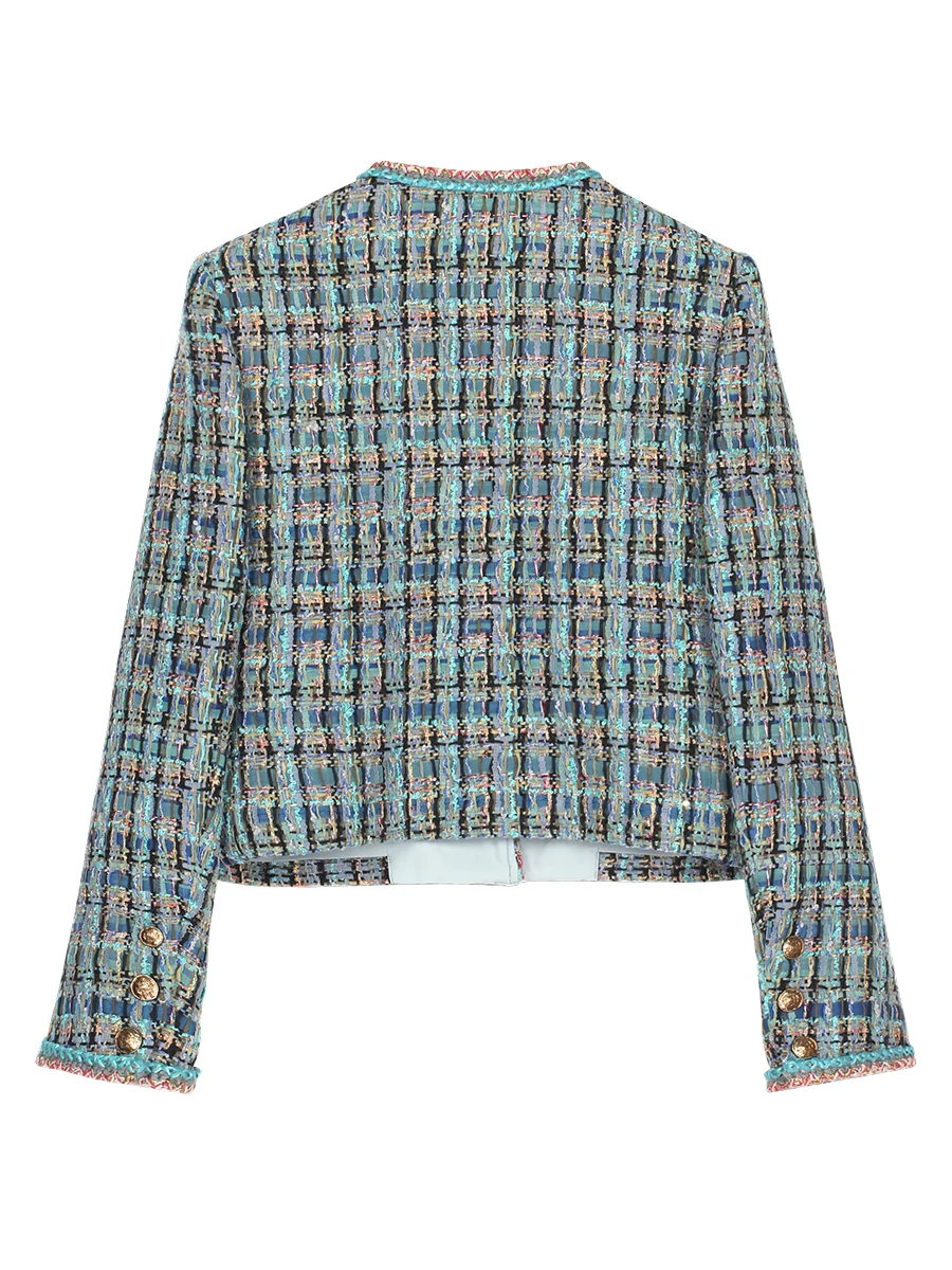 Spring and Autumn New Style French Heavy Woven Tweed Design Short Jacket Retro Temperament Gentle Top Women 130180