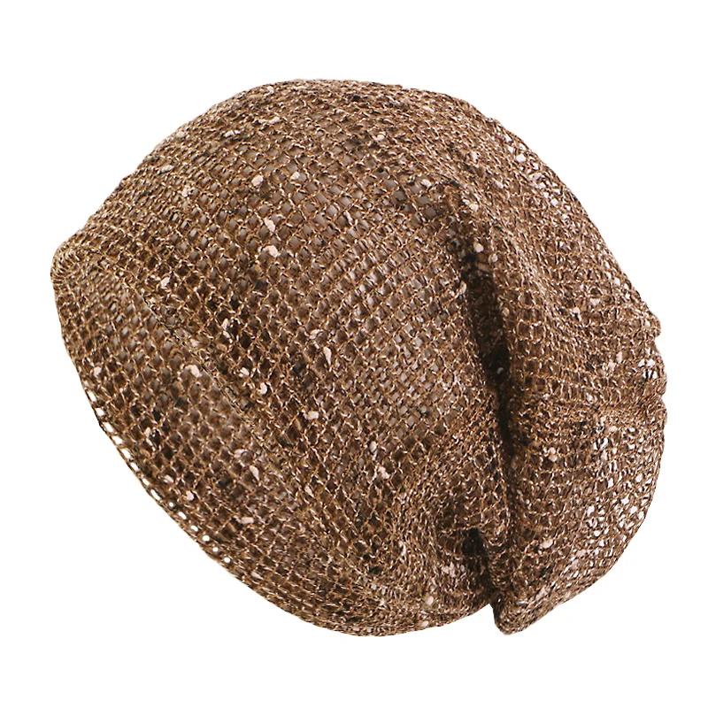 Gorro transpirable de doble uso para mujer, gorros de malla de algodón, gorros casuales para exteriores, bufanda fina, turbante, novedad de verano