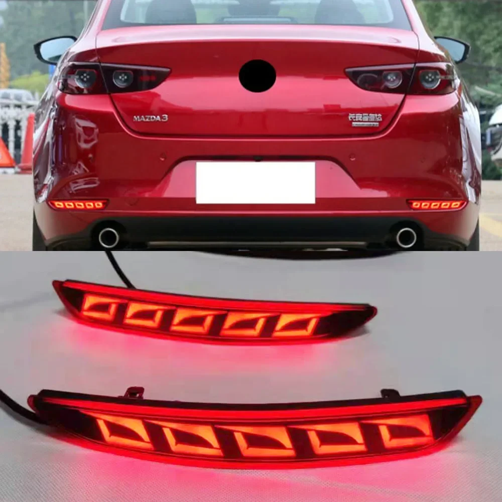 New！ 1Pair  Rear Reflector  Car LED Rear Bumper Brake Light Dynamic Turn Signal Light For Mazda 3 Mazda3 Axela 2019 2020 2021