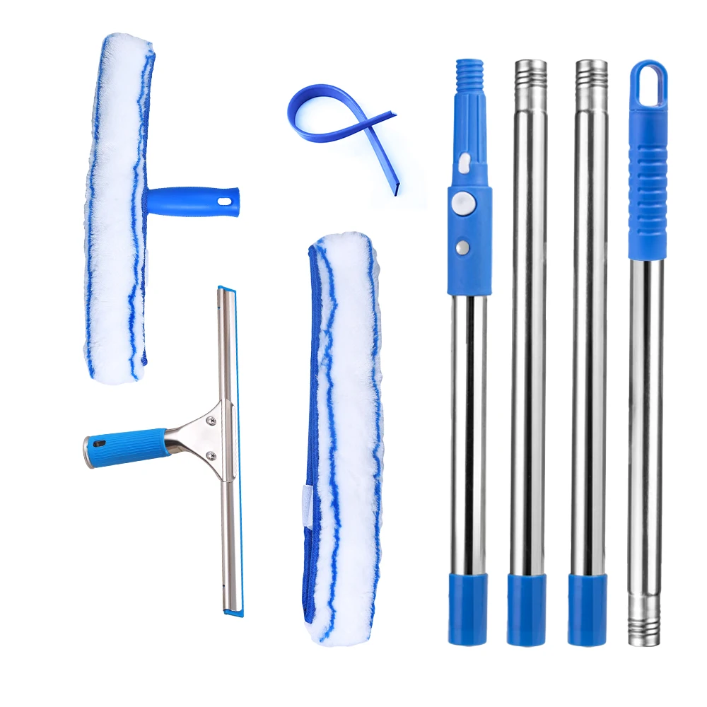 3-in-1 40 cm Fensterreiniger-Rakel mit 160 cm langem Hand, professionelles Haushalts-Fenster-Wasserflecken-Reinigungswerkzeug für zu Hause
