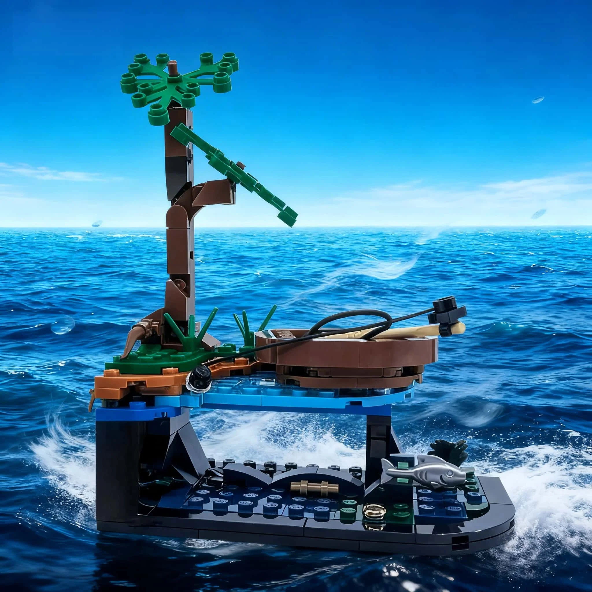 

181 particles Home decoration green small machine creative creative fishing hut building module decoration assembly moc construc